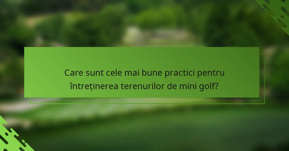 Care sunt cele mai bune practici pentru întreținerea terenurilor de mini golf?