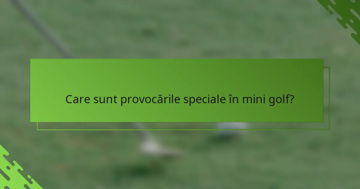 Care sunt provocările speciale în mini golf?