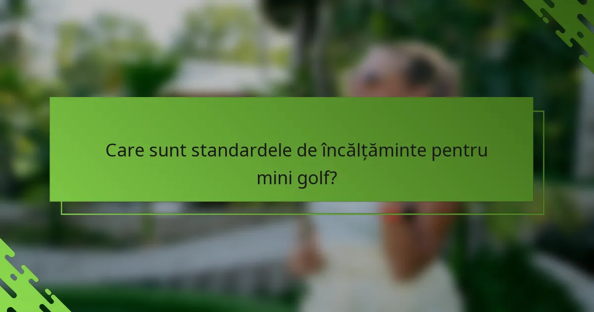 Care sunt standardele de încălțăminte pentru mini golf?
