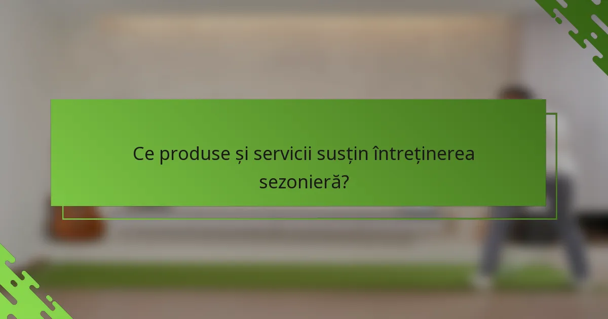 Ce produse și servicii susțin întreținerea sezonieră?