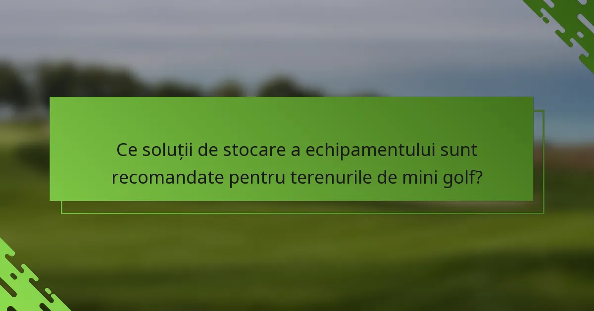 Ce soluții de stocare a echipamentului sunt recomandate pentru terenurile de mini golf?