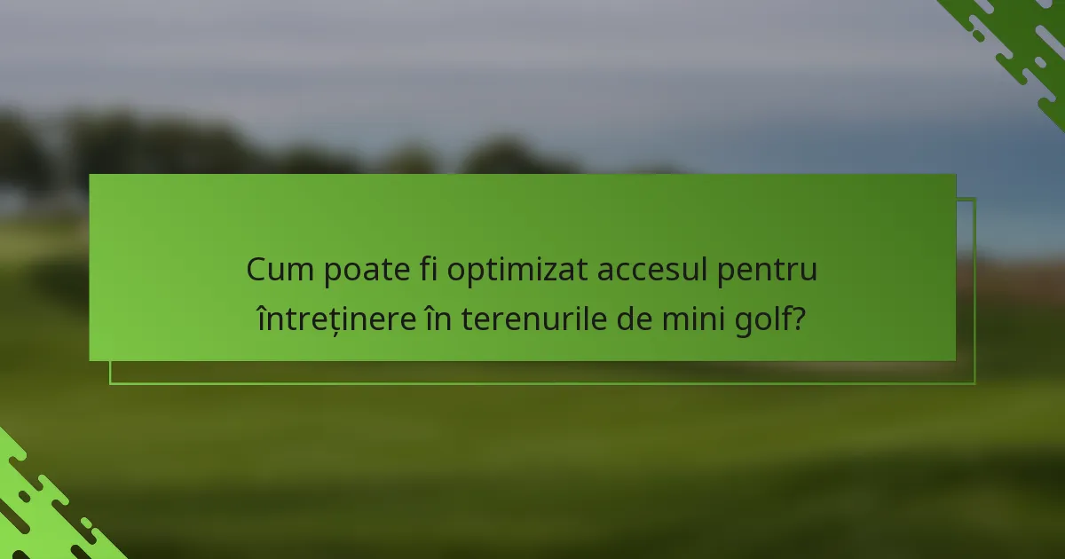 Cum poate fi optimizat accesul pentru întreținere în terenurile de mini golf?