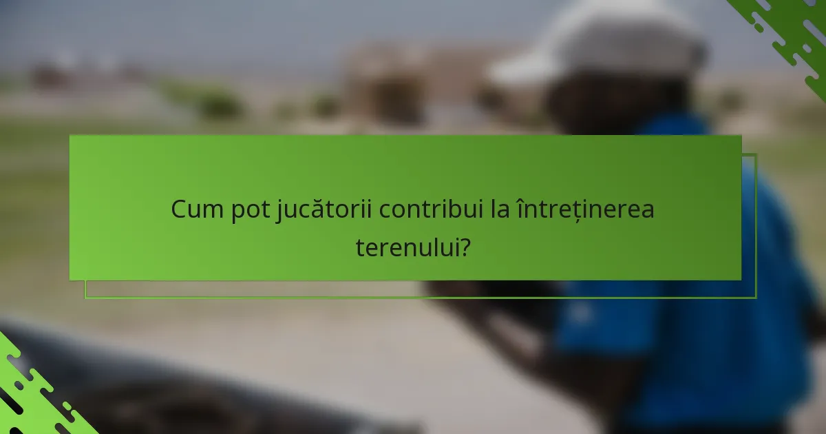 Cum pot jucătorii contribui la întreținerea terenului?